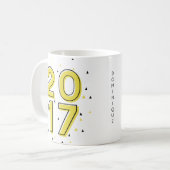 2017年の黄色の幾何カスタムパターンのクラス コーヒーマグカップ (正面左)