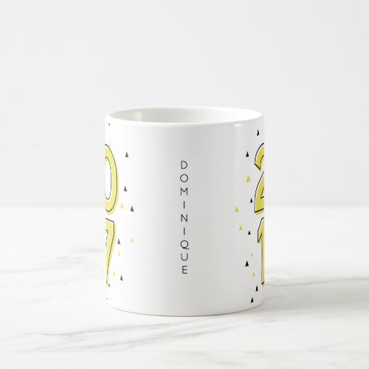 2017年の黄色の幾何カスタムパターンのクラス コーヒーマグカップ (中央)