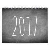 2017年の黒板のカレンダーの白黒文字 カレンダー (カバー)