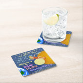 2017年を見る日食のパーティーおもしろいなレトロの日曜日 スクエアペーパーコースター (インサイチュ)