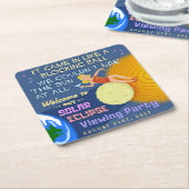 2017年を見る日食のパーティーおもしろいなレトロの日曜日 スクエアペーパーコースター (アングル)