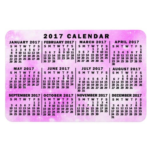 2017年カレンダピンクウォーター色の星 マグネット (横)