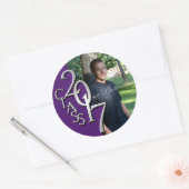 2017年クラスの紫と銀の卒業写真 ラウンドシール (封筒)