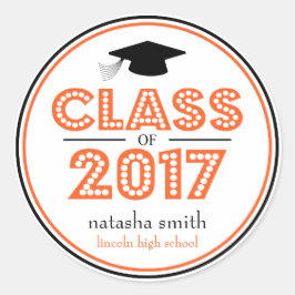 2017年クラス卒業のお願い（オレンジ/ブラック） ラウンドシール
