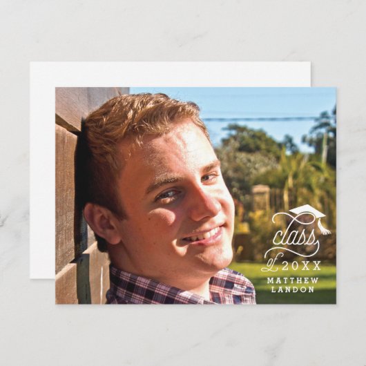 2017年クラス卒業写真サンキューノートカード 招待状 (正面/裏面)