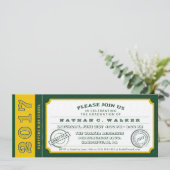 2017年グリーン&金ゴールドチケット卒業パーティー招待状 招待状 (スタンド正面)