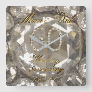 2017年ダイヤモンド結婚の60周年記念 スクエア壁時計