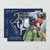 2017年フォトブルーの卒業パーティー インビテーションポストカード (正面/裏面)