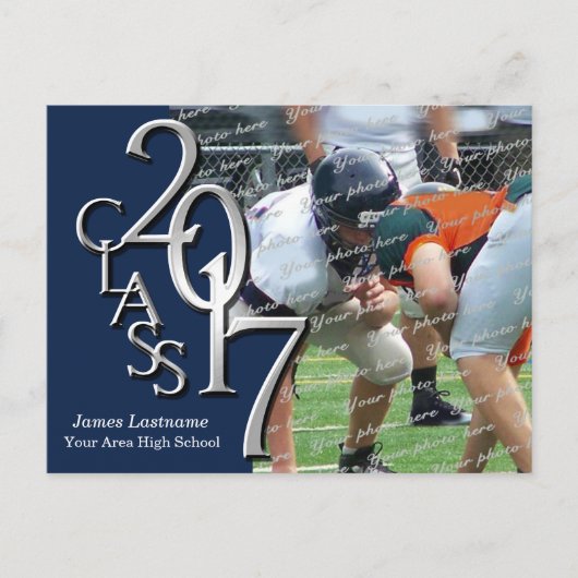 2017年フォトブルーの卒業パーティー インビテーションポストカード (正面)