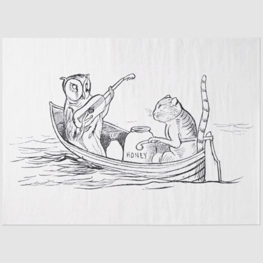 2017年フクロウとプッシェット(エドワード・リア) 薄葉紙 (正面)