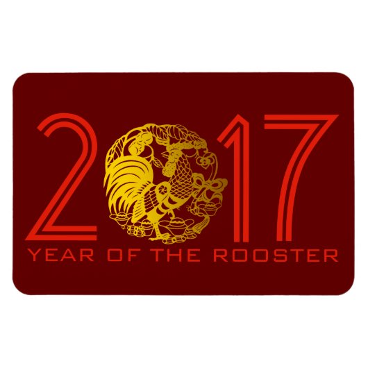 2017年中国のマグネットのペーパーカットルースター年 マグネット (横)