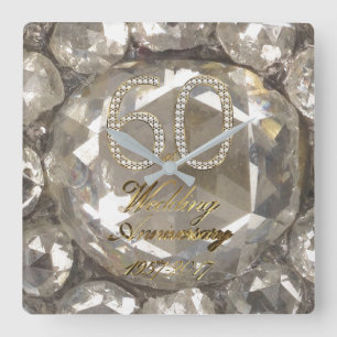 2017年創立60周年記念結婚ダイヤモンドエレガント スクエア壁時計