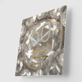 2017年創立60周年記念結婚ダイヤモンドエレガント スクエア壁時計 (傾斜)