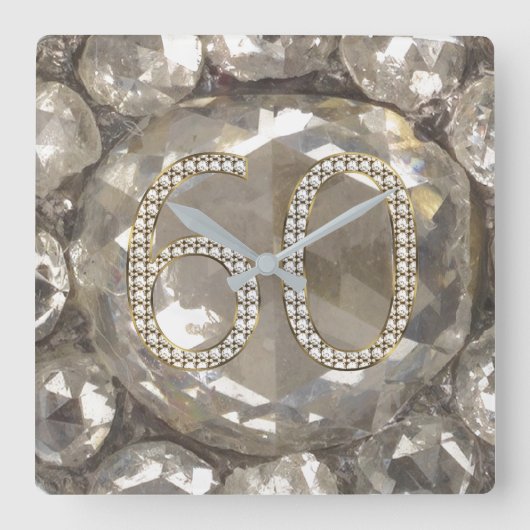 2017年創立60周年記念結婚ダイヤモンドエレガント スクエア壁時計 (正面)