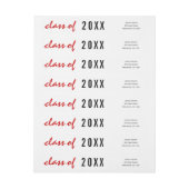 2017年卒業のクラスの手書き赤、黒 ラップアラウンドラベル (シート)