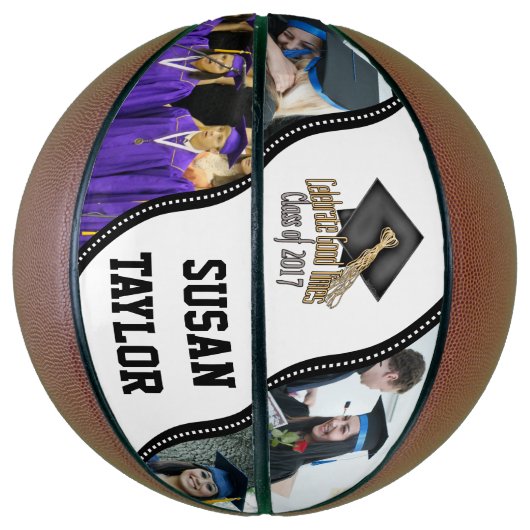 2017年卒業式の4枚の写真クラスを追加お祝い バスケットボール (縦)