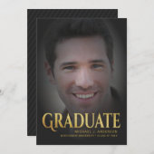 2017年卒業発表男らし金ゴールド文字 招待状 (正面/裏面)