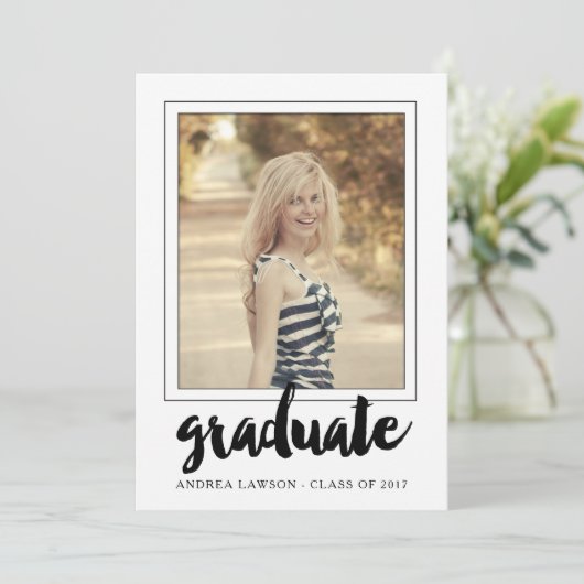 2017年大学院シンプル写真卒業パーティー招待状 招待状 (スタンド正面)
