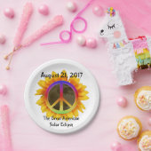 2017年太陽の日食、ひまわり、平和のシンボル ペーパープレート (パーティー)