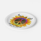 2017年太陽の日食、ひまわり、平和のシンボル ペーパープレート (アングル)