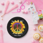 2017年太陽の日食、ひまわり、平和のシンボル ペーパープレート (パーティー)