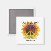 2017年太陽の日食、ひまわり、平和のシンボル マグネット (正面/裏面)