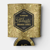 2017年度タイポグラフィ金ゴールドフローラダマスク 缶クーラー (正面)