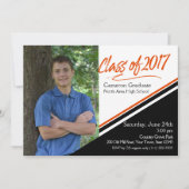 2017年度 オレンジとブラックの学校カラー写真 招待状 (正面)