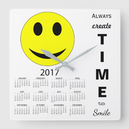 2017年新年おめでとう感動的カレンダー スクエア壁時計 (正面)