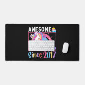2017年生まれのすてきな女の子ユニコーンのお誕生日おめでとう デスクマット (キーボード&マウス)