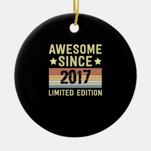 2017年生まれの誕生日おめでとう セラミックオーナメント (正面)