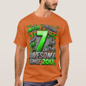 2017年生まれの7歳 お誕生日おめでとう コミック風 Tシャツ (正面)