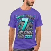 2017年生まれの7歳、コミック風バースデーグッズ Tシャツ (正面)