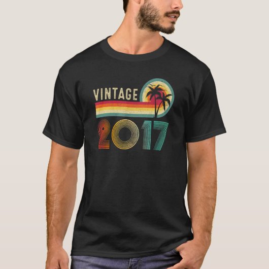 2017年6歳生まれのヴィンテージ誕生日 Tシャツ (正面)