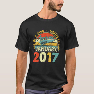 2017生まれ年1月5日誕生日ギフトレトロ5年 Tシャツ