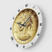 2017金ゴールドレディーリバティーコイン ラージ壁時計 (傾斜)