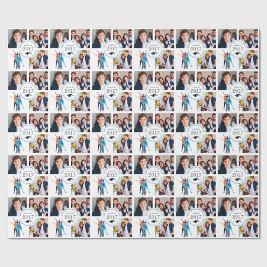 2017高校卒業の写真のコラージュのクラス ラッピングペーパー (フラット)