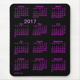 2017 Janz著ネオンピンクの大活字のカレンダー マウスパッド