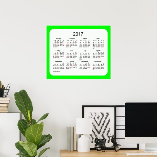 2017 Lime Wall Calendar by Janz Print ポスター (ホームオフィス)