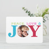 2017 PHOTO HOLIDAYシンプル JOYはっきりしたモダンカラフル シーズンカード (スタンド正面)