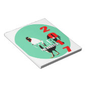 2017 Rooster Year in Green Circleメモ帳 ノートパッド (アングル)