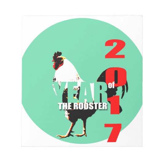 2017 Rooster Year in Green Circleメモ帳 ノートパッド (正面)