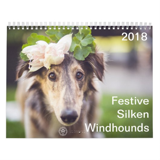2018お祝いの絹のWindhounds カレンダー (カバー)