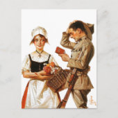 2018かわいらし年フランスのの女性と神経質な兵士 ポストカード (正面)