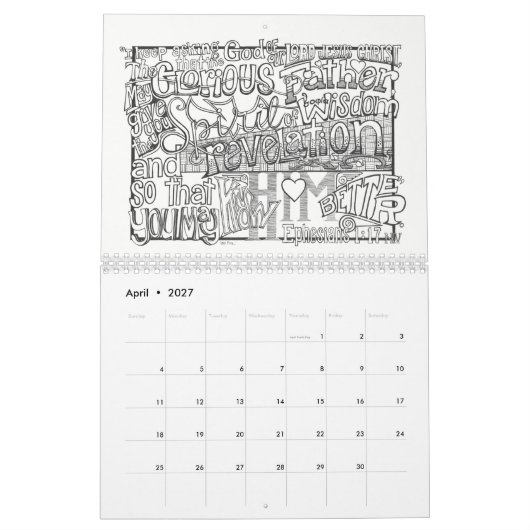 2018のカレンダーの着色の聖なる書物、経典 カレンダー (4月 2027)