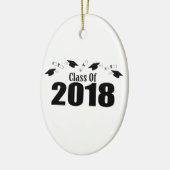 2018の帽子および免状(黒)のクラス セラミックオーナメント (左)