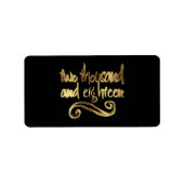 2018イン手書きタイポグラフィ黒金ゴールドルック ラベル (正面)