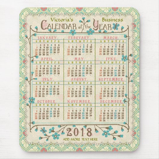 2018カレンダー(新しいバージョンの説明を参照) マウスパッド (正面)