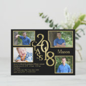 2018クアッドフォトブラックの卒業クラス 招待状 (スタンド正面)