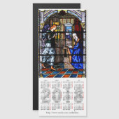 2018ステンドグラスのカレンダーのマグネティック・カード (正面/裏面)